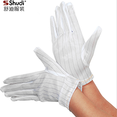 厂家直销 防静电条纹手套 五指防尘非一次性条纹